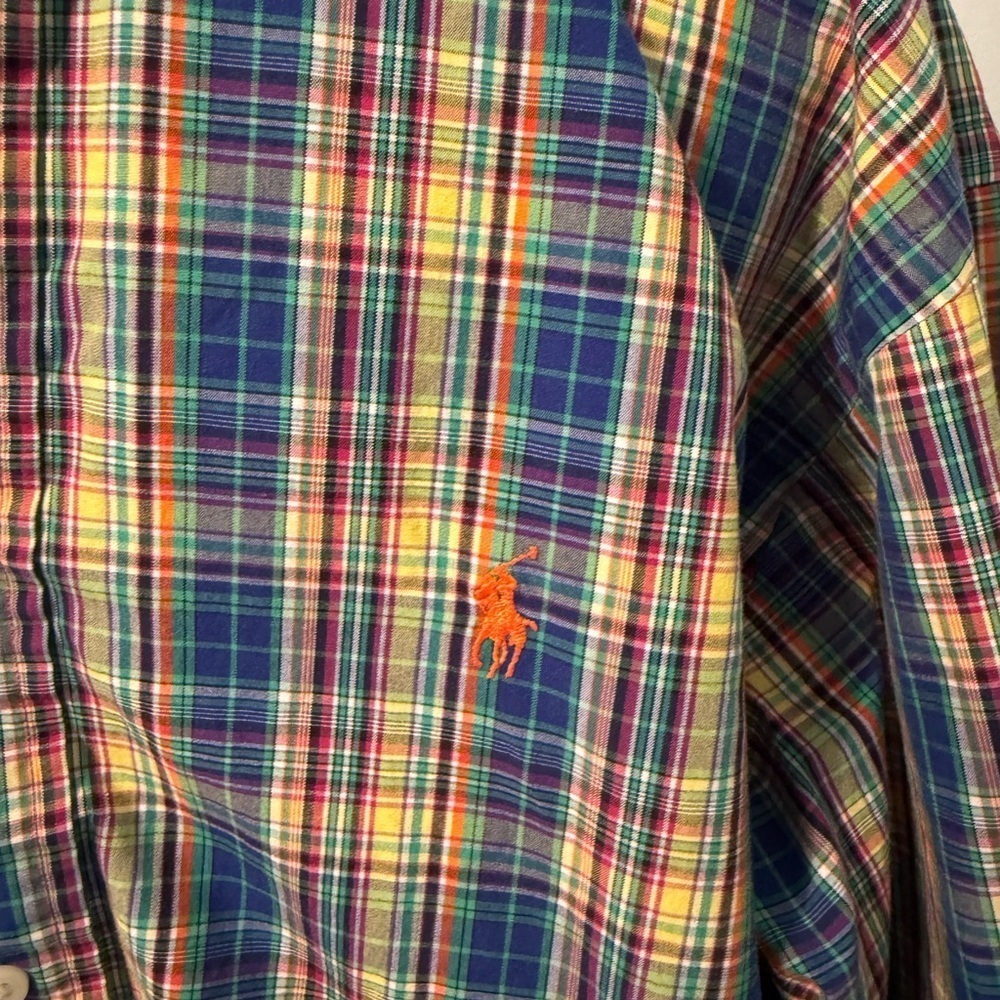 Ralph Lauren Blue and Yellow Plaid Shirt 15-1/2 M - Picture 3 of 4